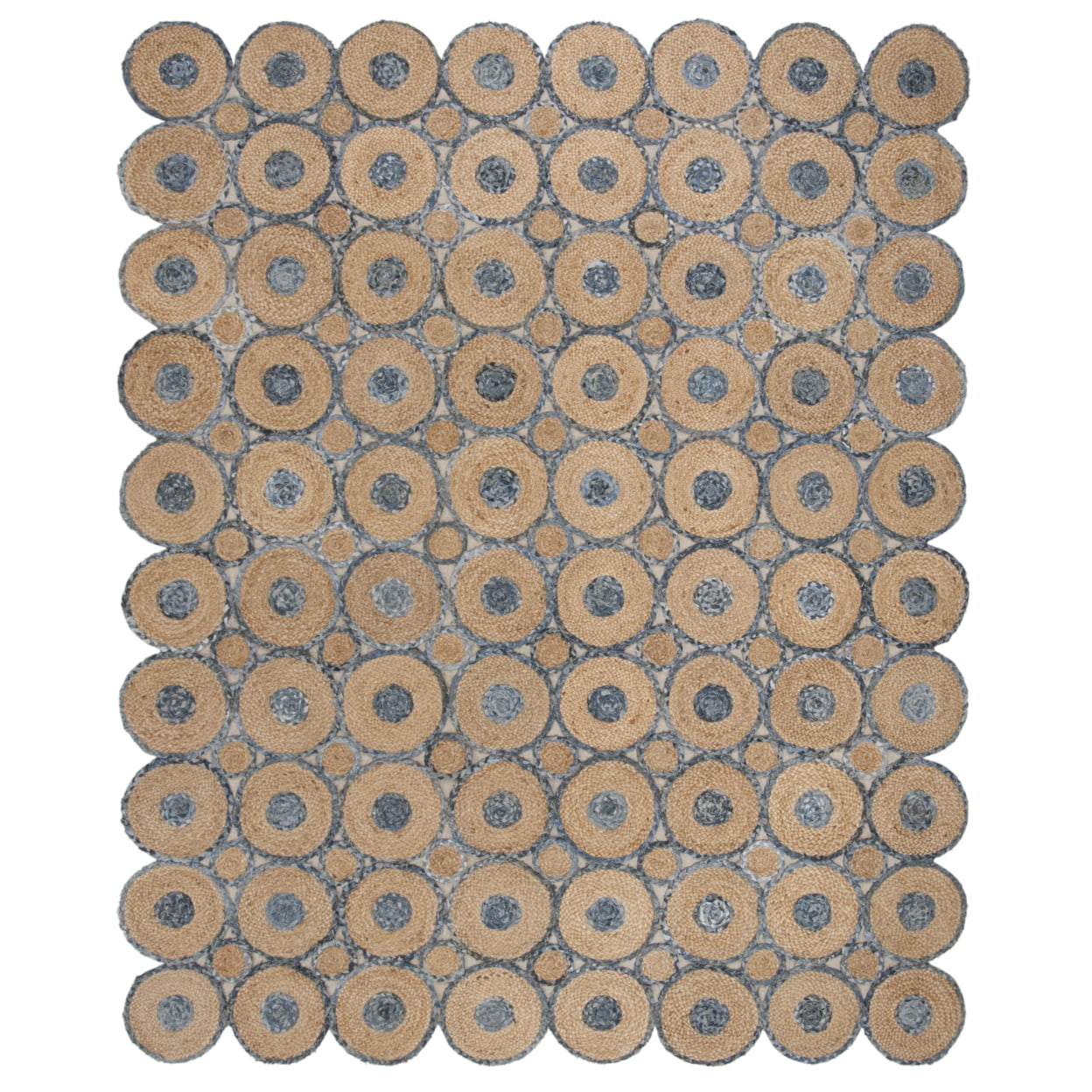 Cape Cod Blue and Natural Geometric Jute Area Rug 6' x 9'