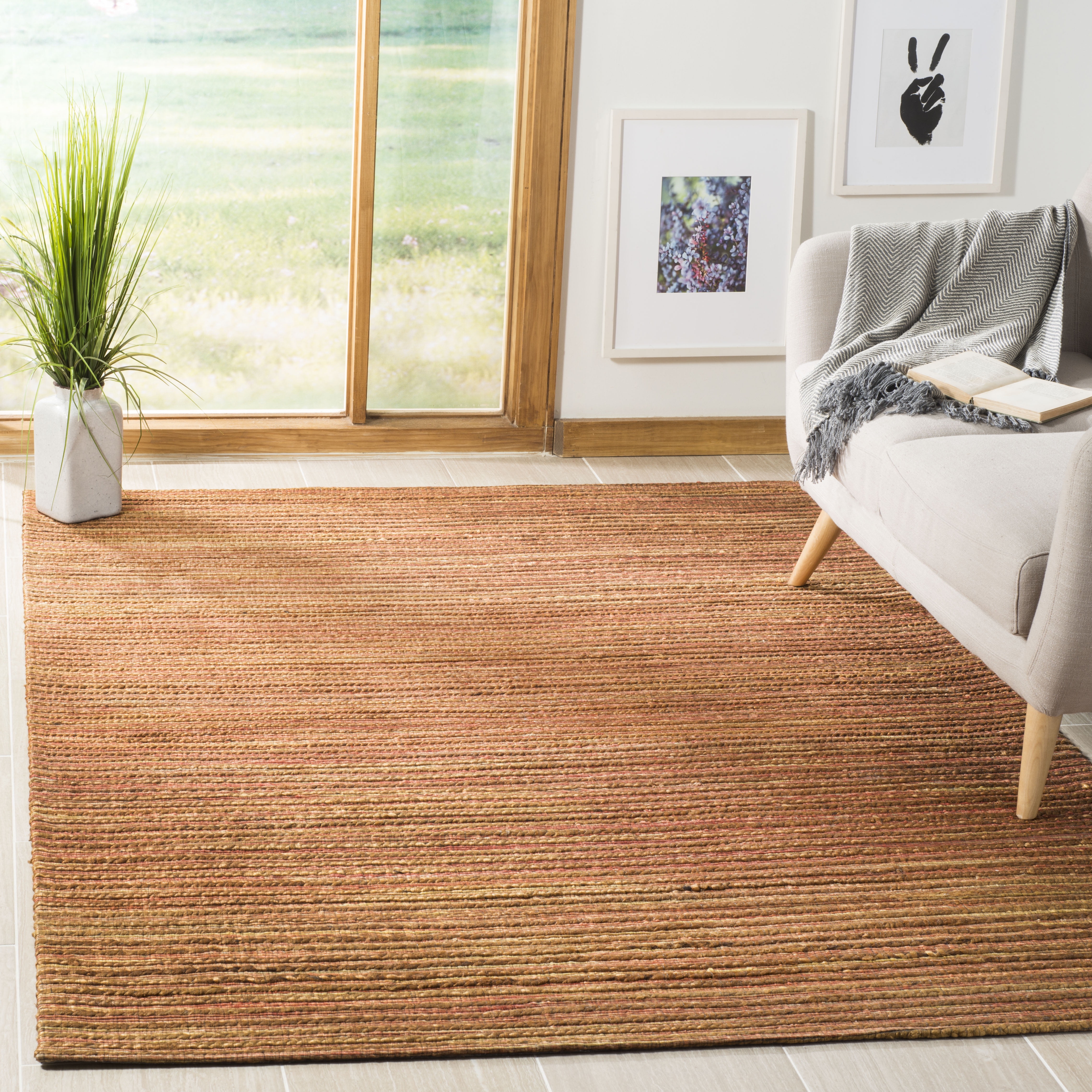 Rust Handwoven Cotton Square Area Rug 6' x 6'