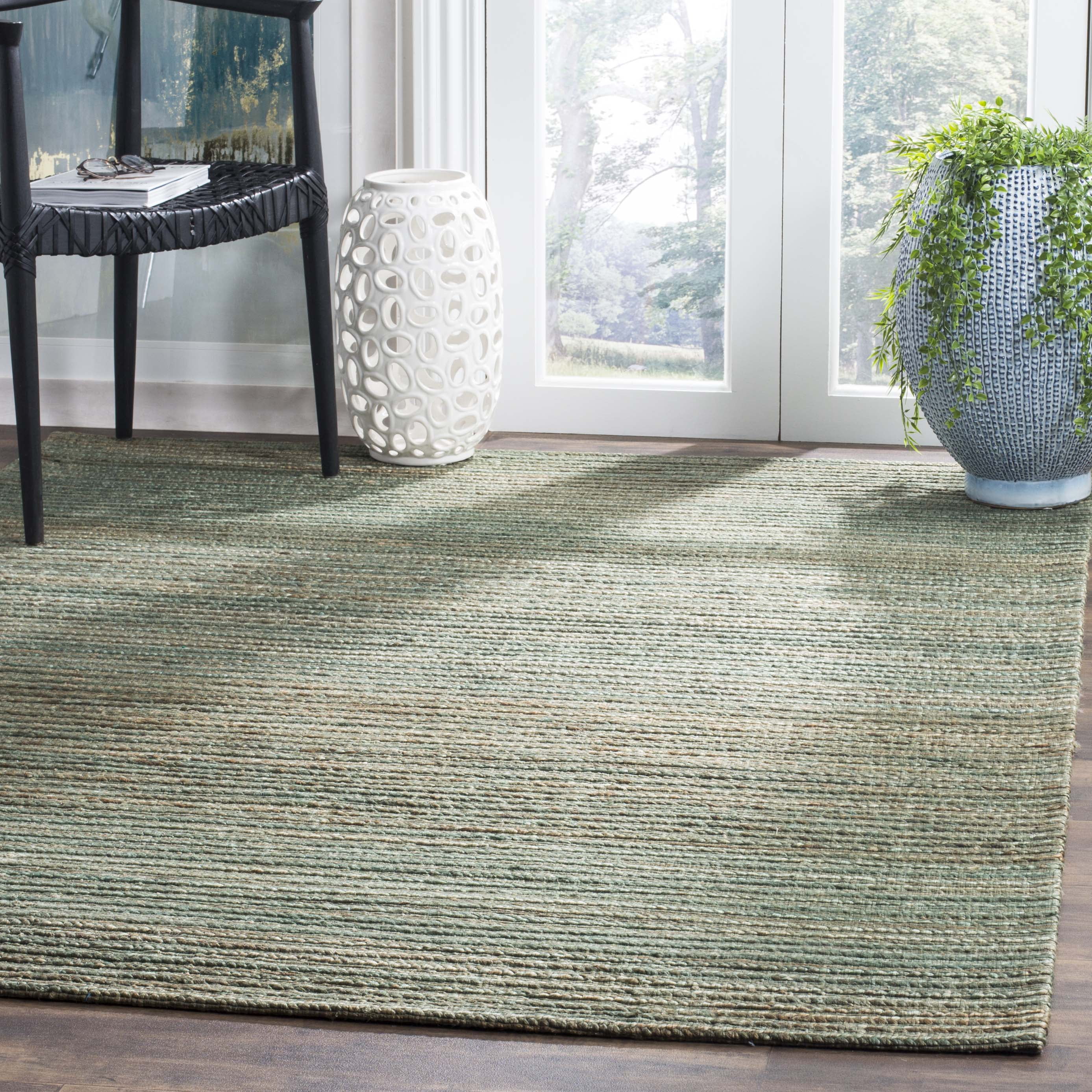 Sage and Natural Handwoven Cotton Square Area Rug