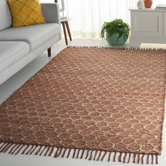 SAFAVIEH Cape Cod Fallon Geometric Area Rug, Rust/Natural, 3' x 5'