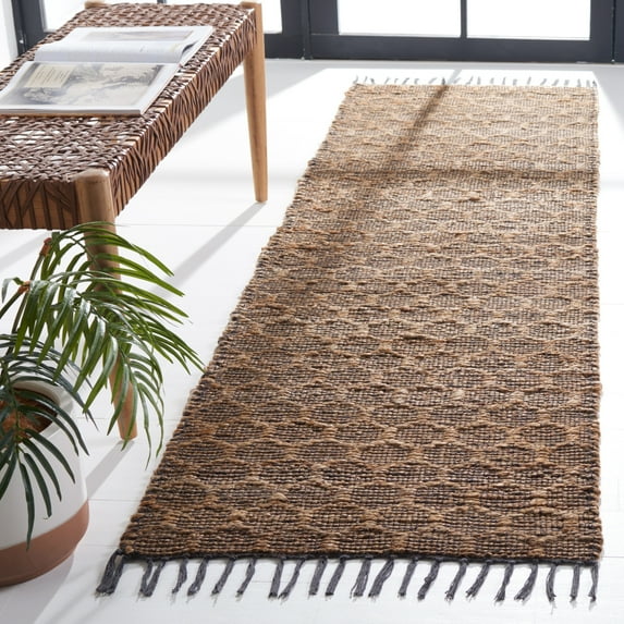SAFAVIEH Cape Cod Fallon Geometric Runner Rug, Charcoal/Natural, 2'3" x 8'