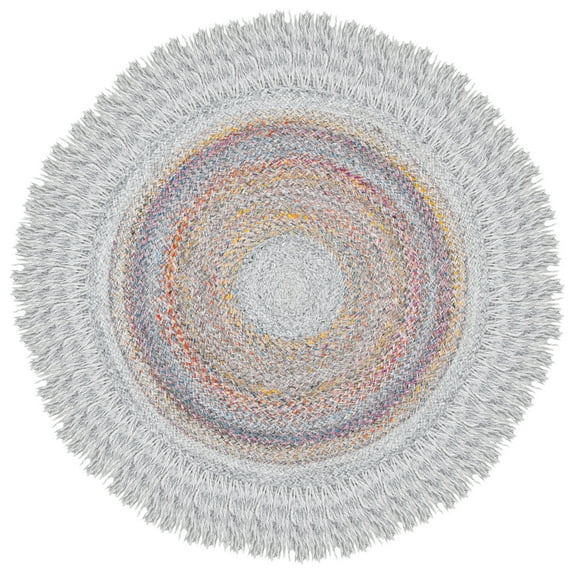 SAFAVIEH Cape Cod Georgene Geometric Polyester Area Rug, Yellow/Pink, 3' x 3' Round