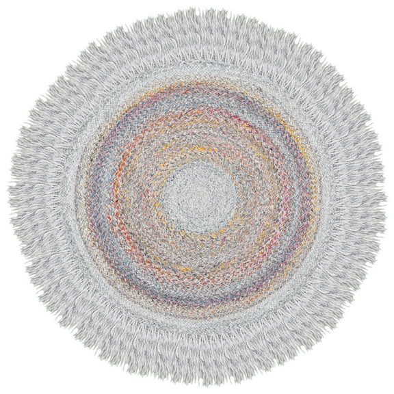 SAFAVIEH Cape Cod Georgene Geometric Polyester Area Rug, Yellow/Pink, 3' x 3' Round