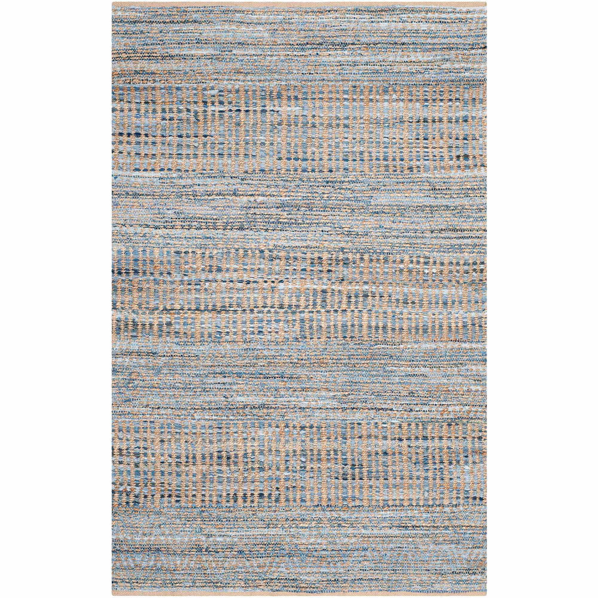 Cape Cod Blue and Natural Handwoven Jute Area Rug 4' x 6'