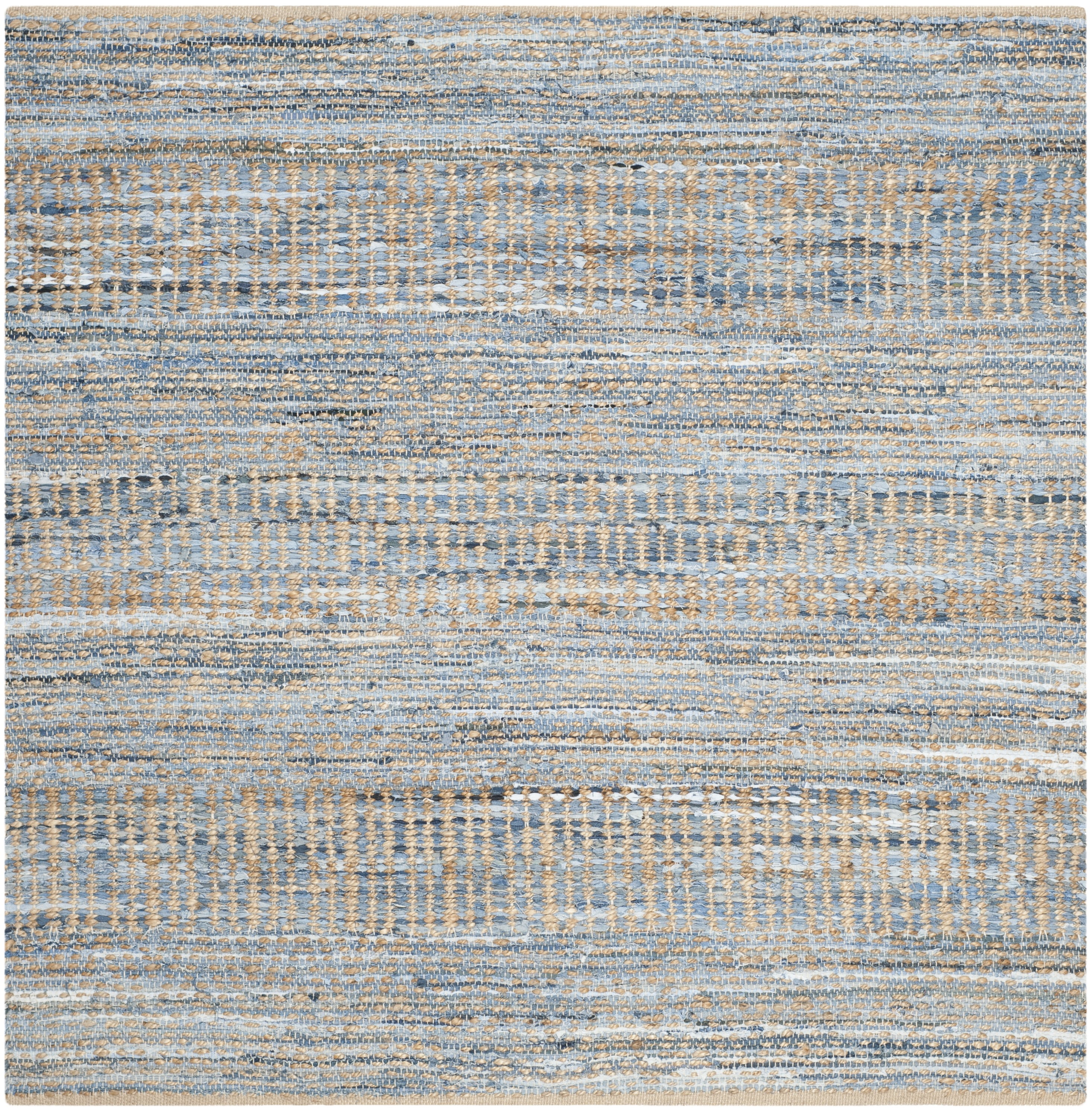 Cape Cod Coastal Charm 4' Square Hand-Knotted Blue Jute Area Rug