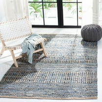 SAFAVIEH Cape Cod Gladwyn Geometric Area Rug, Natural/Blue, 5' x 5' Square