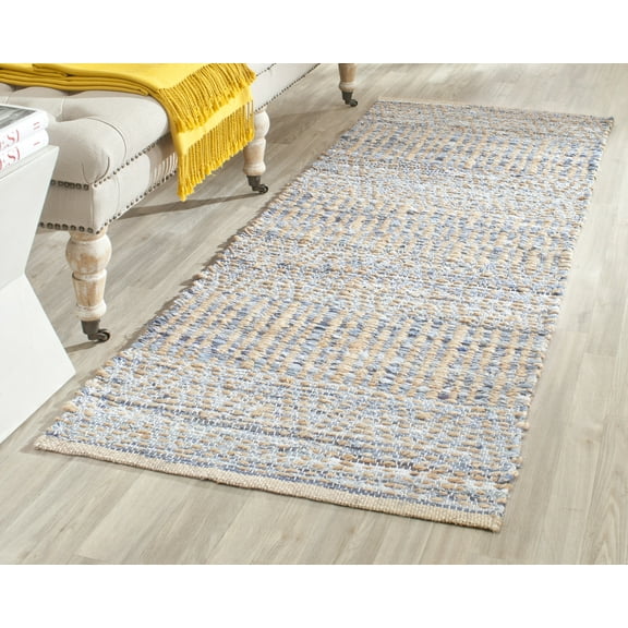 SAFAVIEH Cape Cod Gladwyn Geometric Runner Rug, Natural/Blue, 2'3" x 6'