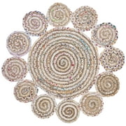 SAFAVIEH Cape Cod Hamilton Striped Area Rug, Ivory/Multi, 3' x 3' Round