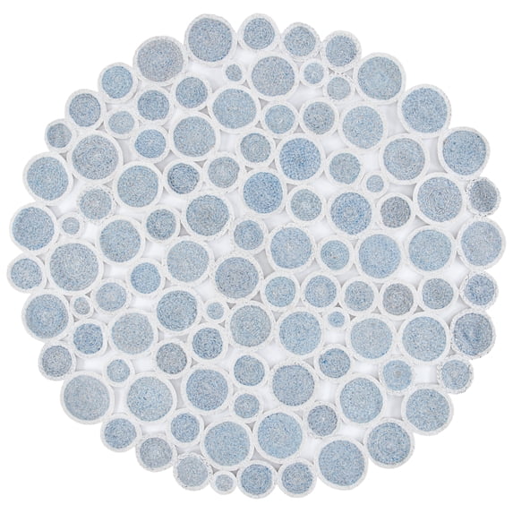 SAFAVIEH Cape Cod Hector Abstract Dots Polyester Area Rug, Blue/Ivory, 3' x 3' Round