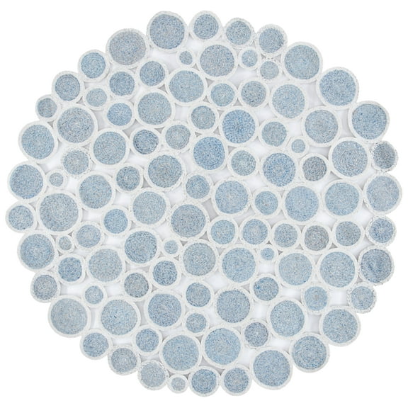 SAFAVIEH Cape Cod Hector Abstract Dots Polyester Area Rug, Blue/Ivory, 6' x 6' Round