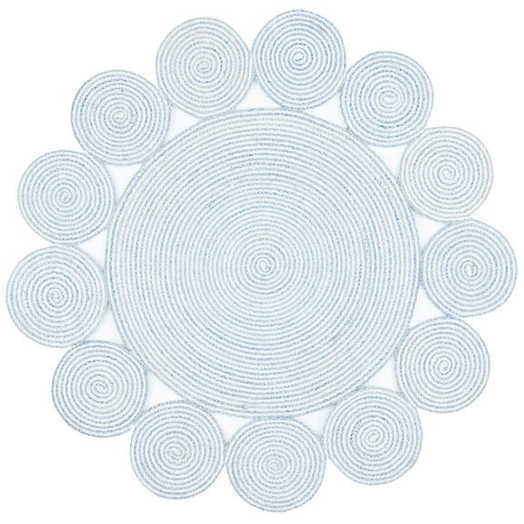 SAFAVIEH Cape Cod Hester Abstract Dots Polyester Area Rug, Blue/Ivory, 5' x 5' Round