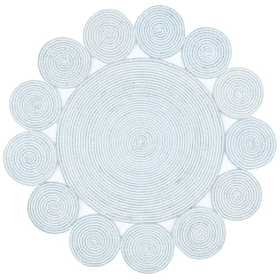 SAFAVIEH Cape Cod Hester Abstract Dots Polyester Area Rug, Blue/Ivory, 7' x 7' Round