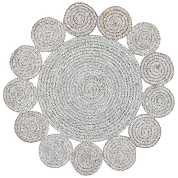 SAFAVIEH Cape Cod Hester Abstract Dots Polyester Area Rug, Grey/Pink, 4' x 4' Round