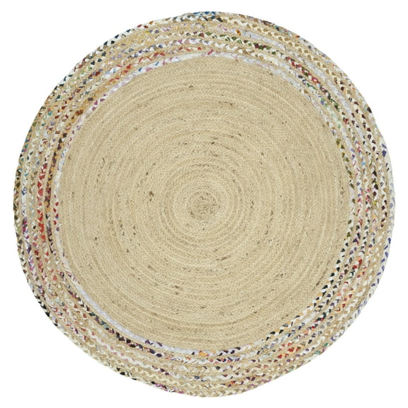 SAFAVIEH Cape Cod Hyram Geometric Area Rug, Ivory/Light Beige, 4' x 4' Round