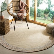 SAFAVIEH Cape Cod Hyram Braided Area Rug, 8' x 8' Round, Ivory/Light Beige