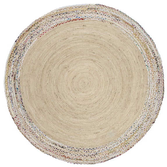 SAFAVIEH Cape Cod Hyram Geometric Area Rug, Ivory/Light Beige, 9' x 9' Round
