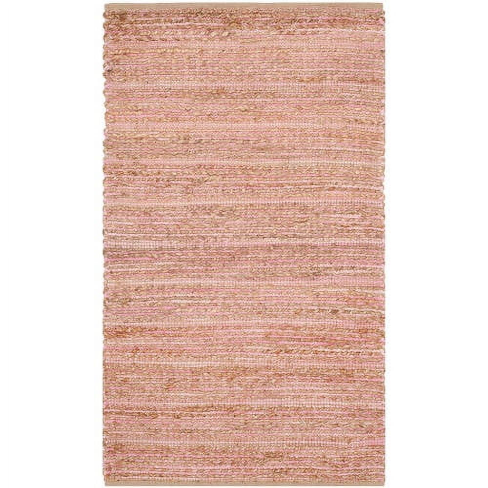 Light Pink Handwoven Cotton Stripe Area Rug, 3' x 5'
