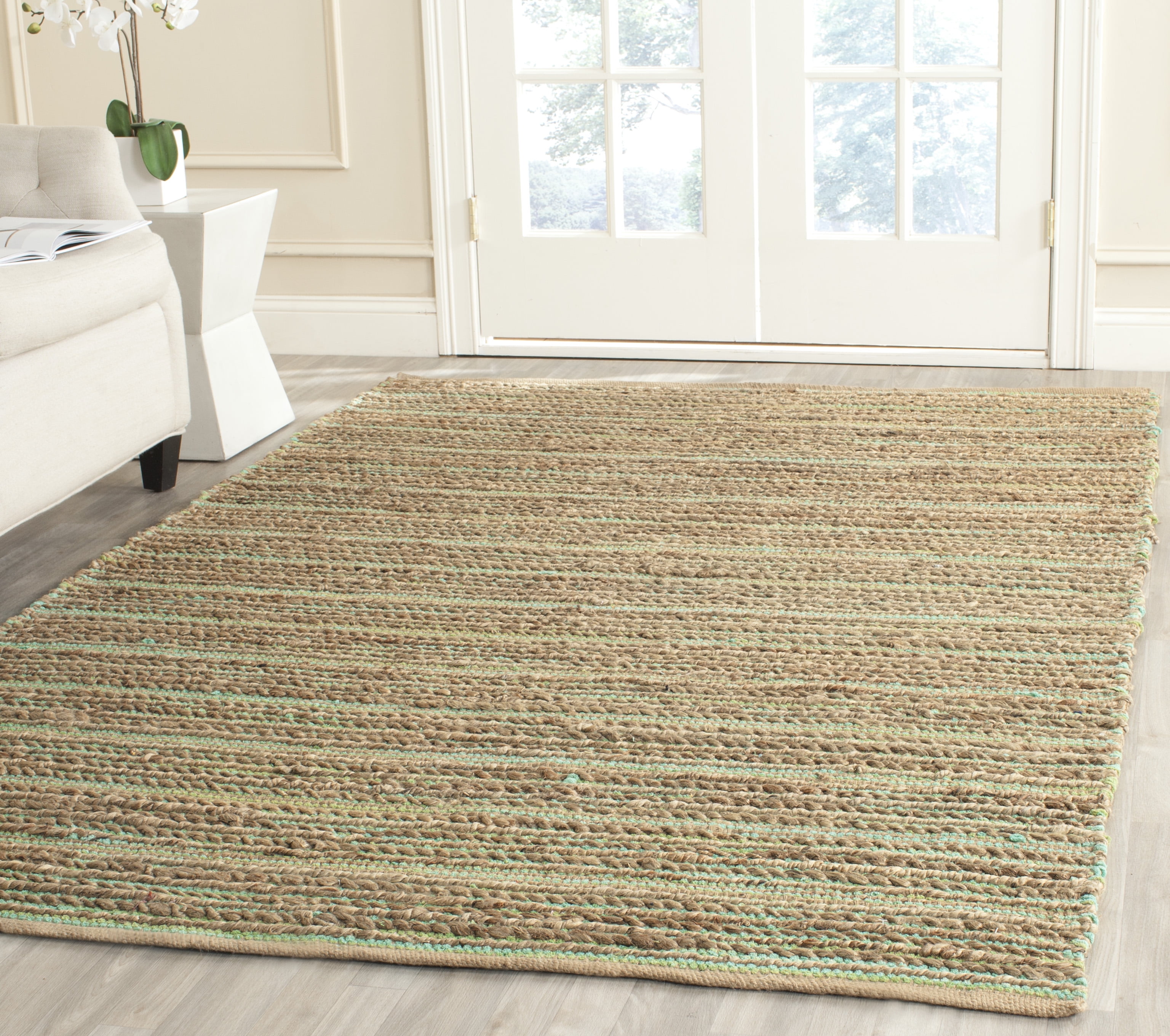 Coastal Charm Green Cotton 4' x 6' Handmade Flat Woven Area Rug