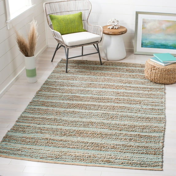 Safavieh Cape Cod Rug Collection Modern Striped Hand Woven Blue Geometric Area Rugs, 5' x 8', Indoor