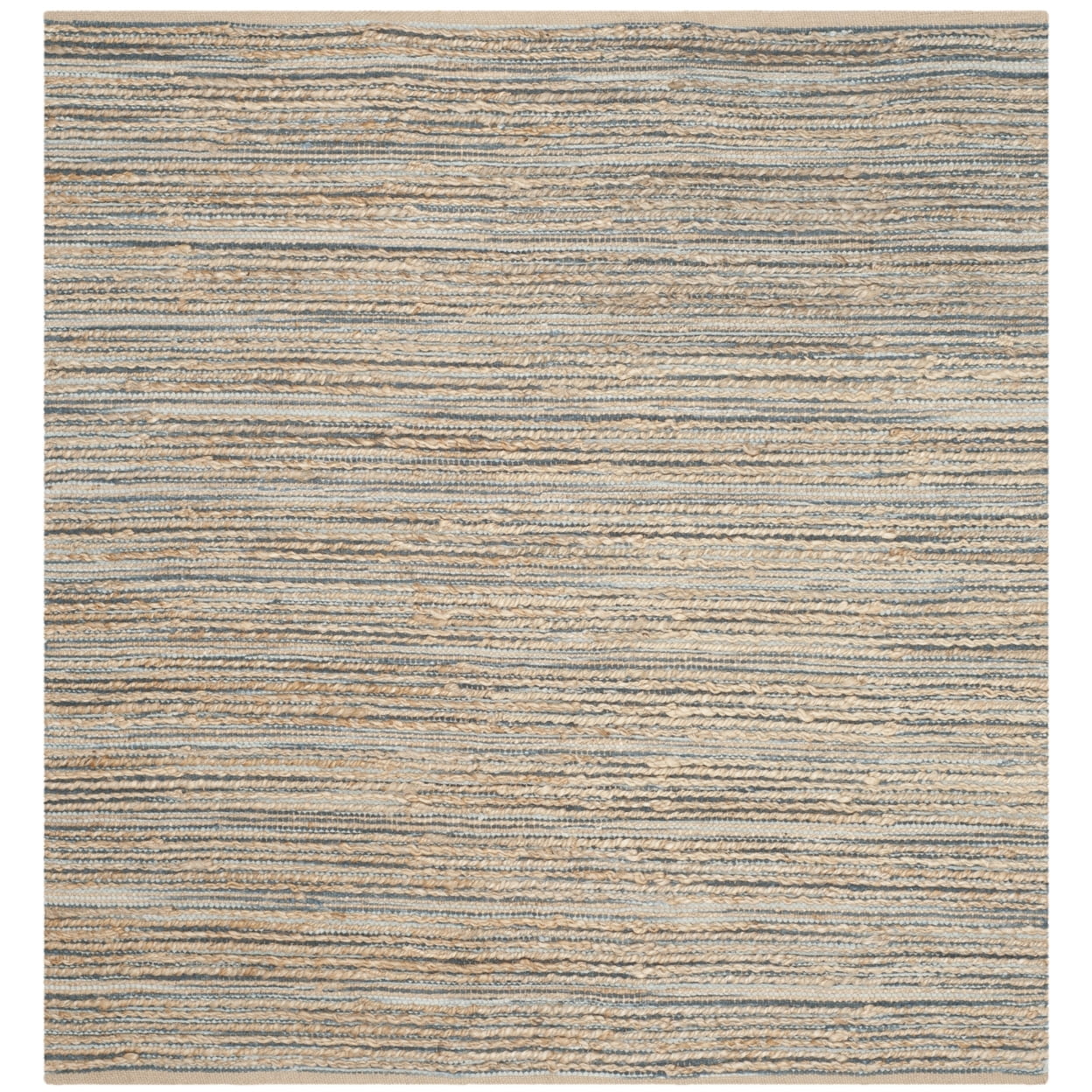 Coastal Charm Hand-Knotted Blue Cotton Square Rug 6' x 6'
