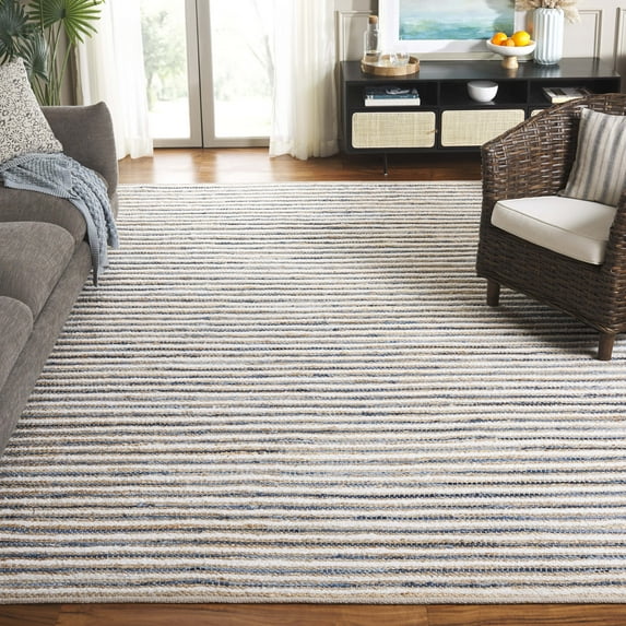 SAFAVIEH Cape Cod Jacinth Striped Area Rug, Natural/Blue, 8' x 10'
