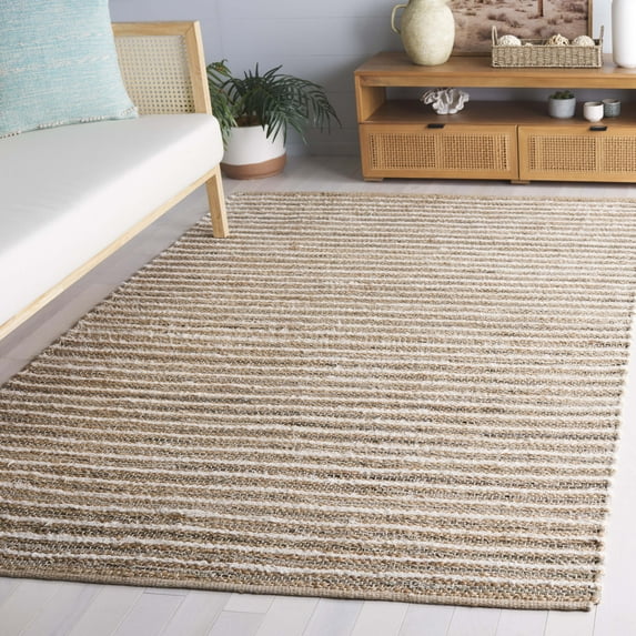 SAFAVIEH Cape Cod Jacinth Striped Area Rug, Natural/Green, 6' x 9'