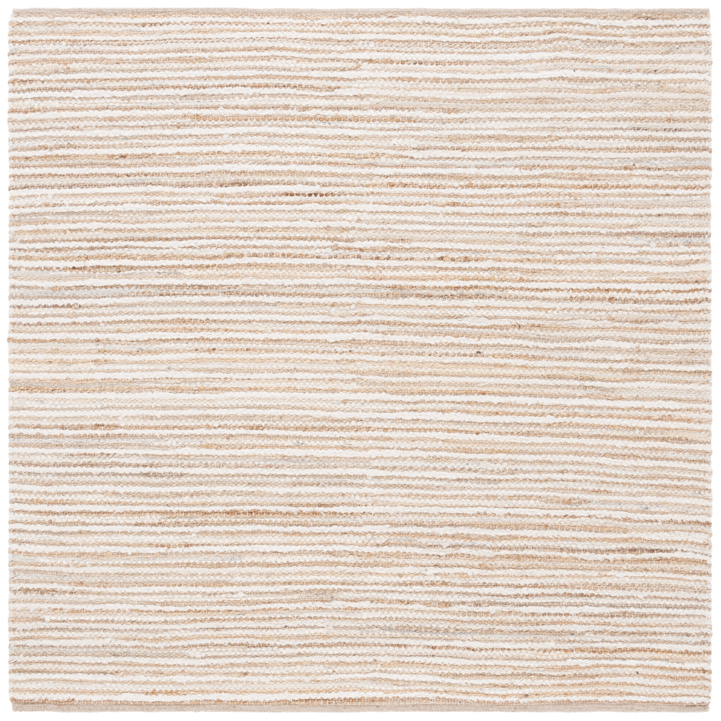 Natural Ivory Handwoven Cotton Square Area Rug 6' x 6'