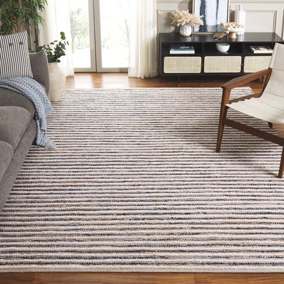 SAFAVIEH Cape Cod Jacinth Striped Area Rug, Natural/Navy, 8' x 10'