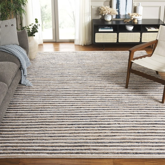 SAFAVIEH Cape Cod Jacinth Striped Area Rug, Natural/Navy, 8' x 10'