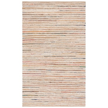 SAFAVIEH Cape Cod Jacinth Striped Area Rug, Natural/Rust, 3' x 5'