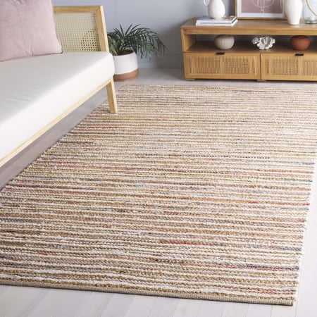 SAFAVIEH Cape Cod Jacinth Striped Area Rug, Natural/Rust, 3' x 5'