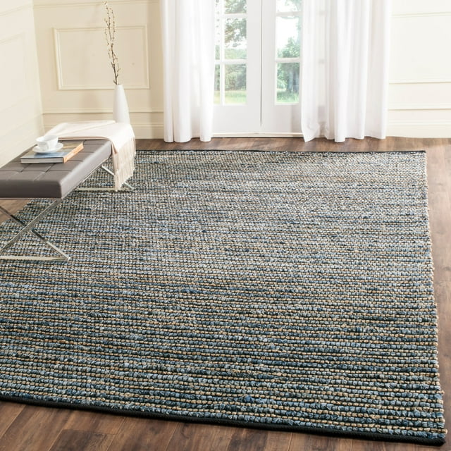 SAFAVIEH Cape Cod Jaime Braided Striped Jute Area Rug, 11' x 16', Blue