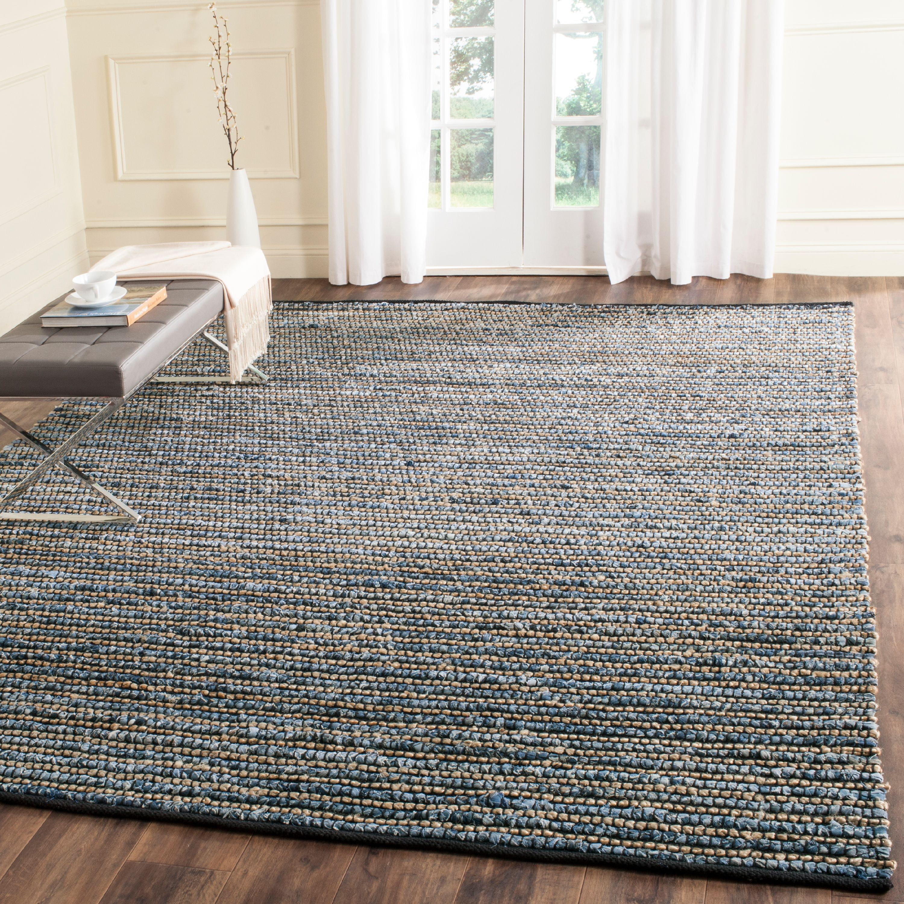 Cape Cod Coastal Blue Flat Woven Jute 6' x 9' Area Rug