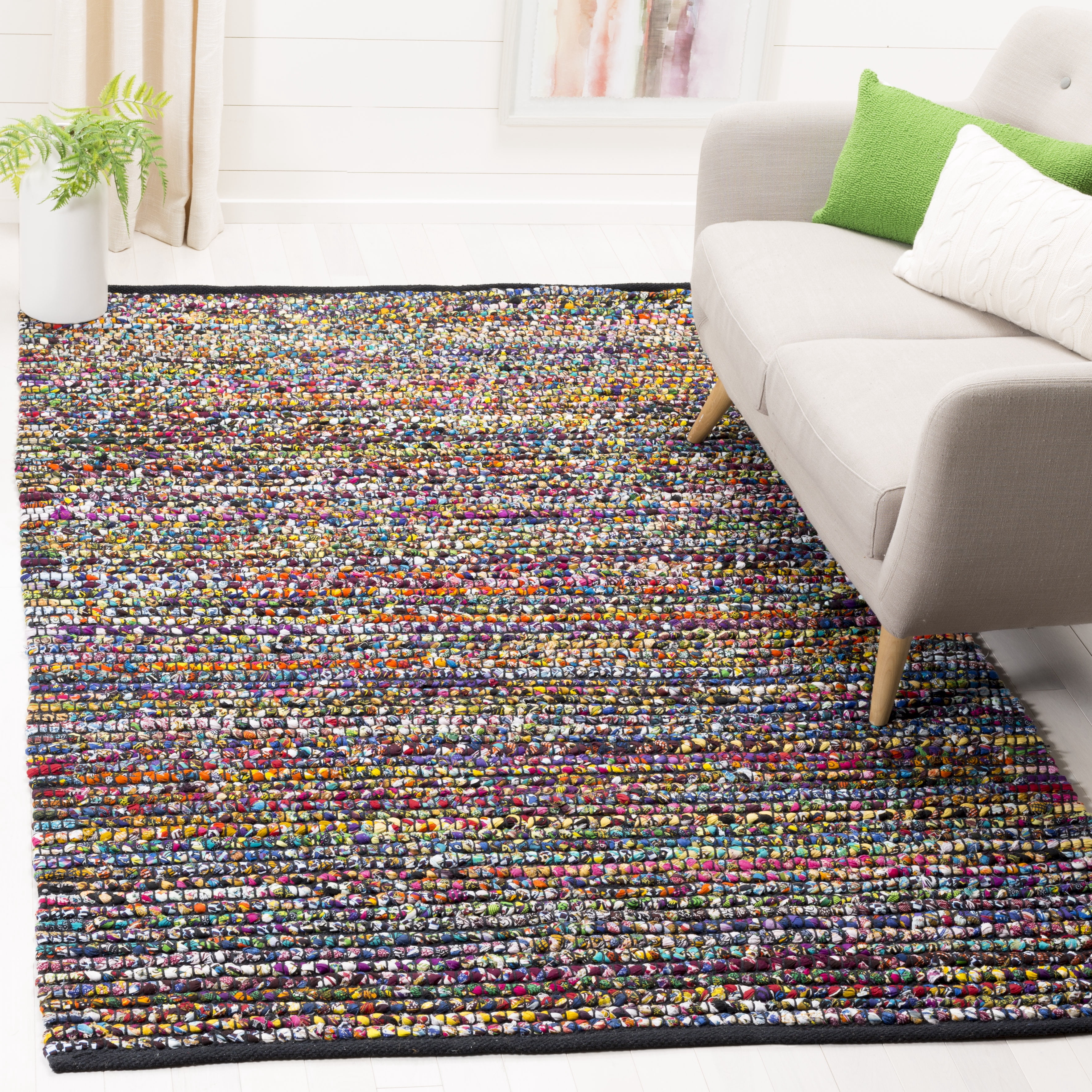 SAFAVIEH Cape Cod Janice Geometric Area Rug, Multi, 4' x 4' Square ...