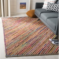 SAFAVIEH Cape Cod Jarvis Striped Area Rug, Natural/Red, 5' x 8'