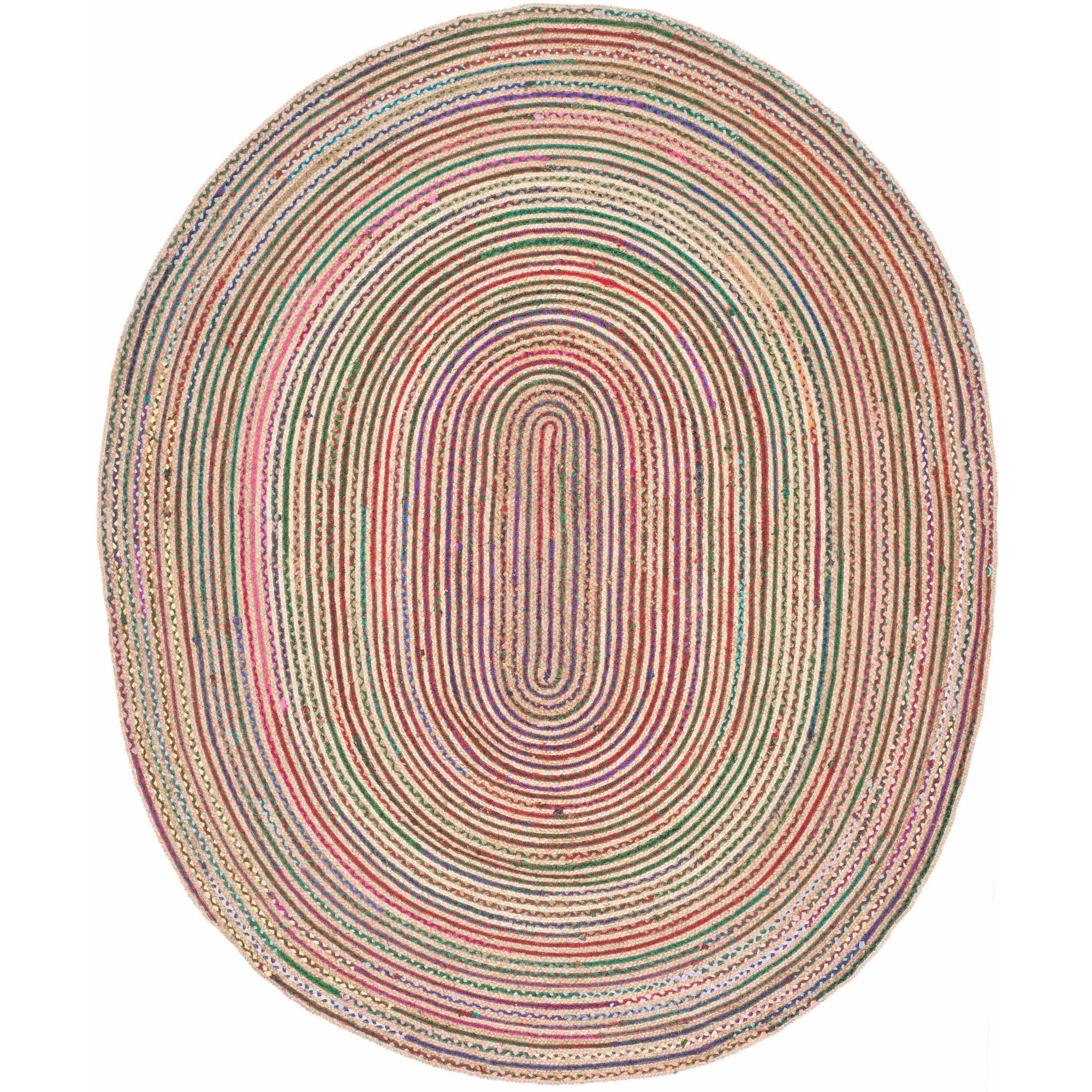 Handmade Multicolor Jute Oval Rug 6' x 9'