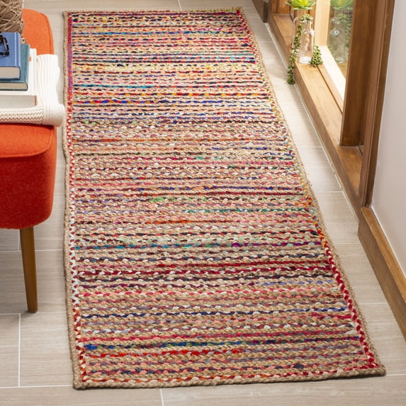 SAFAVIEH Cape Cod Jaylen Geometric Runner Rug, Natural/Multi, 2'3" x 16'
