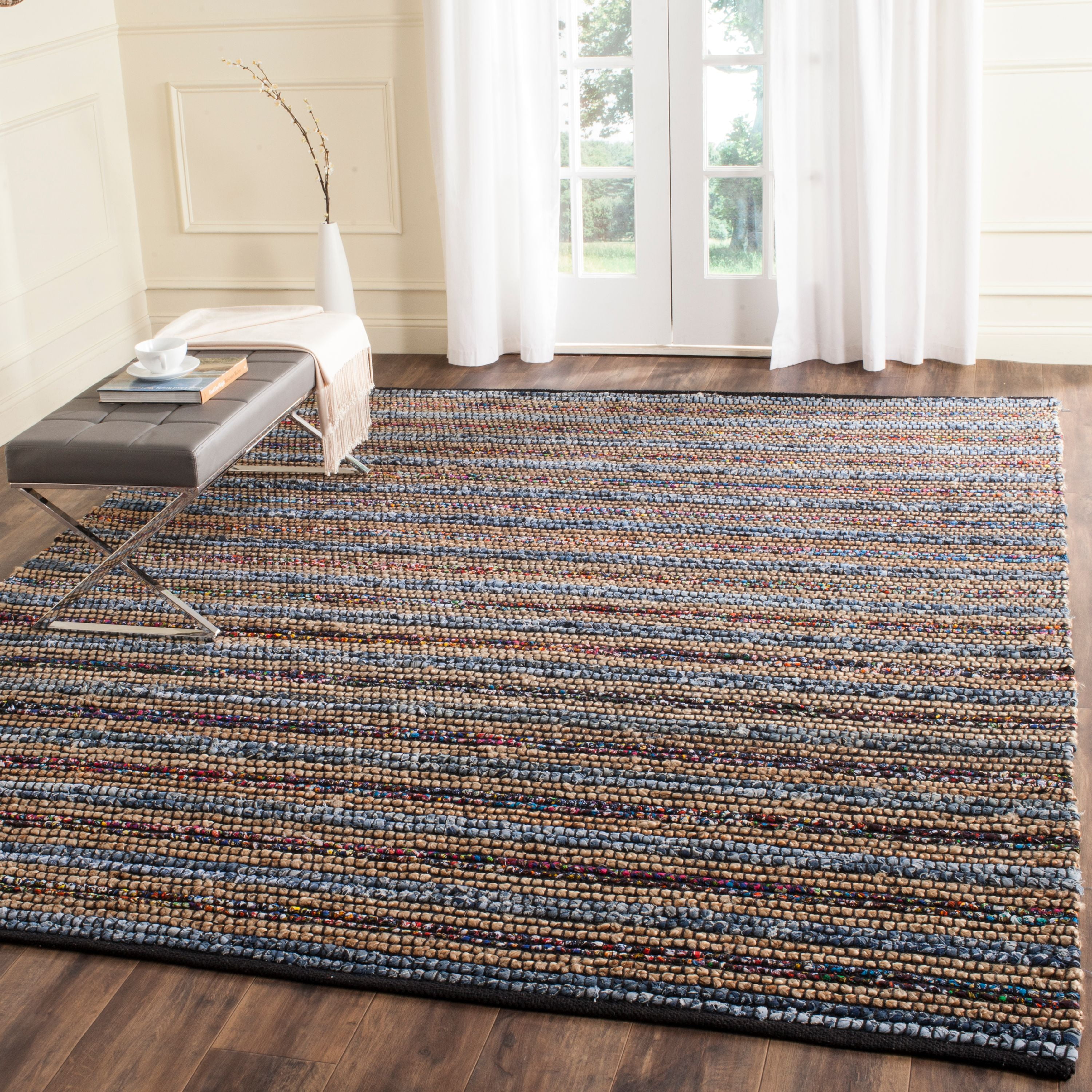 Cape Cod Blue Multicolor Flat Woven Cotton Area Rug