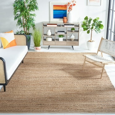SAFAVIEH Cape Cod Jimmy Braided Striped Jute Area Rug, 4' x 6', Natural