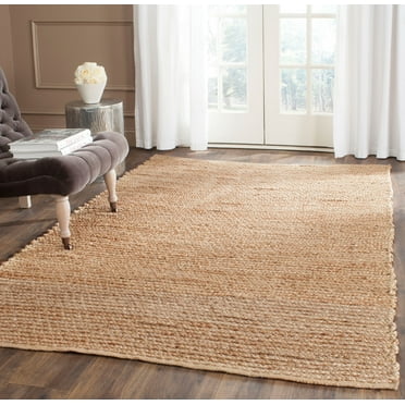 SAFAVIEH Cape Cod Jimmy Braided Striped Jute Area Rug, 9' x 12', Natural