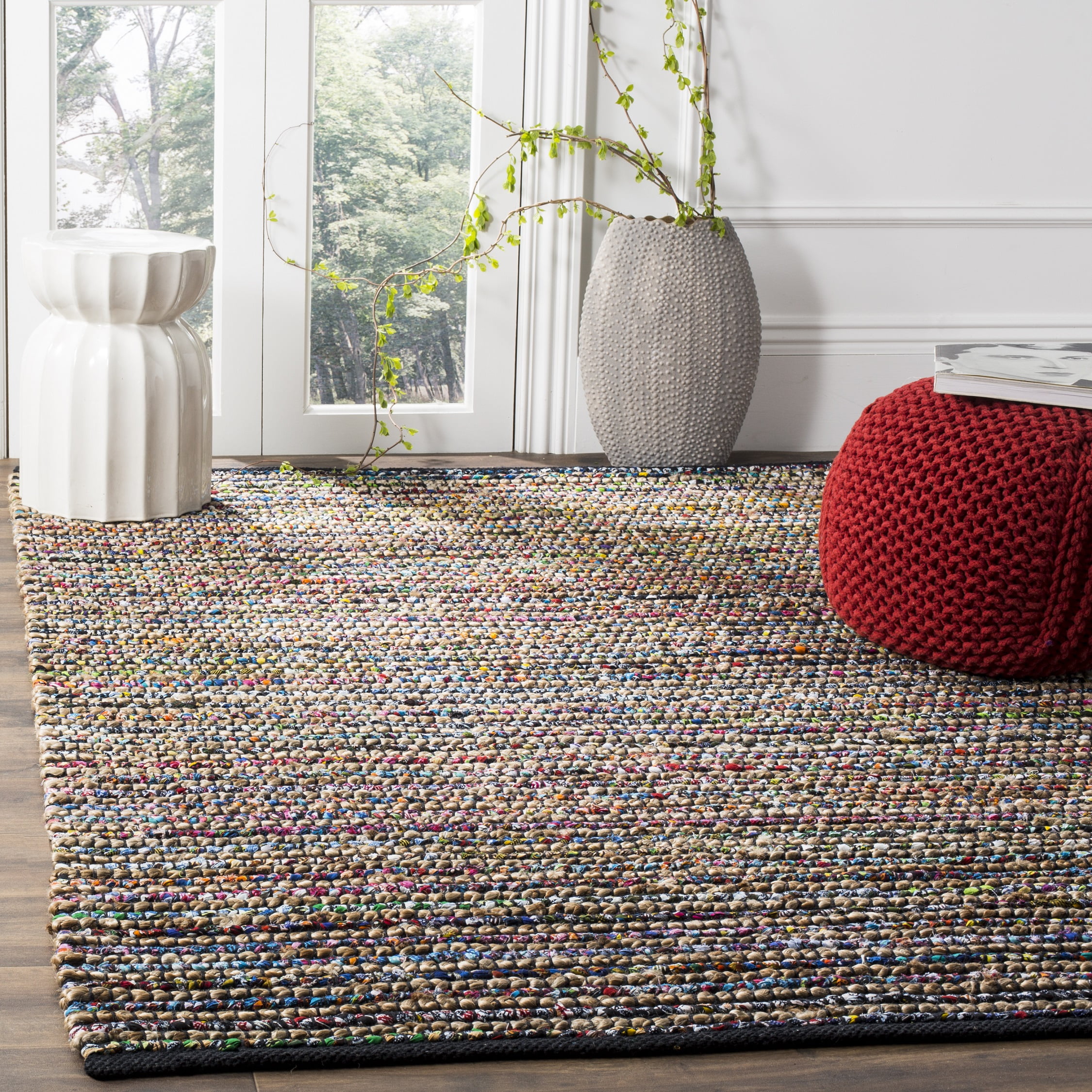 Hand-Knotted Multicolor Cotton Rectangular Area Rug 2' x 3'