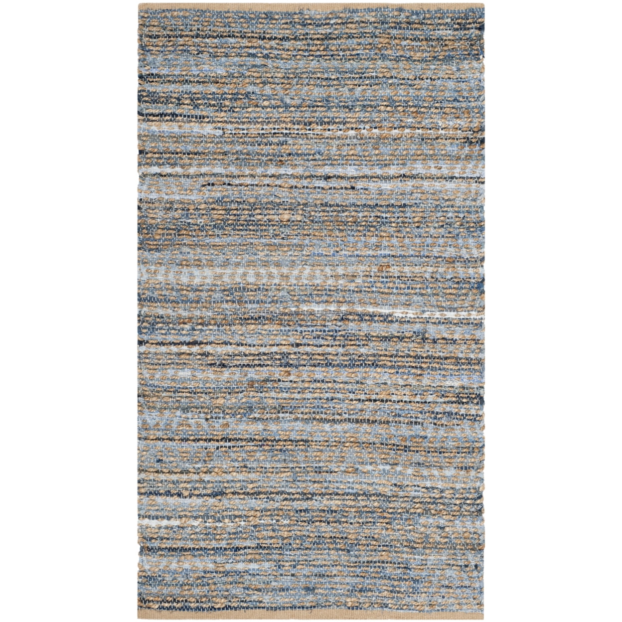 Cape Cod 3' x 5' Natural Blue Hand-Knotted Wool Rug