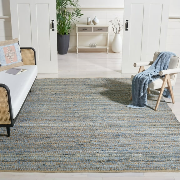 SAFAVIEH Cape Cod John Geometric Area Rug, Natural/Blue, 9' x 12'