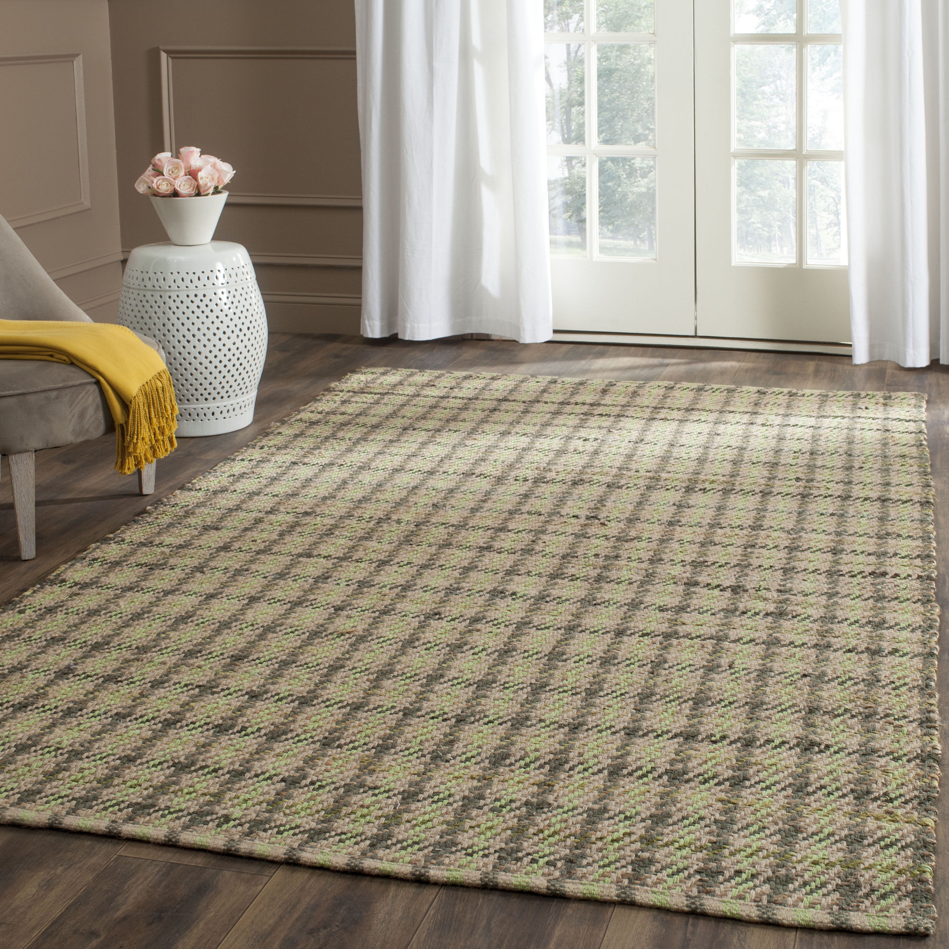 SAFAVIEH Cape Cod Josephina Geometric Area Rug, Green/Natural, 5' x 8 ...