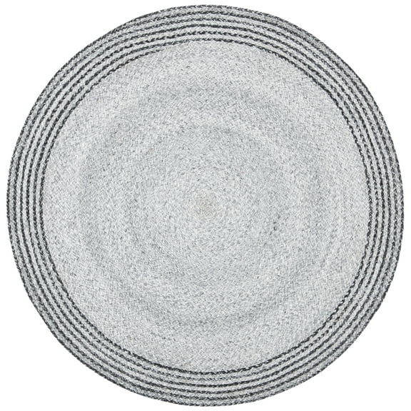 SAFAVIEH Cape Cod Kebo Geometric Polyester Area Rug, Grey/Charcoal, 3' x 3' Round