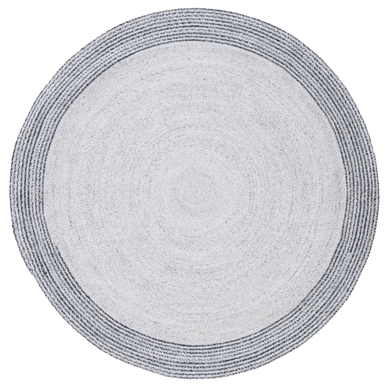 Handmade Round Gray Synthetic Area Rug, 7' Diameter
