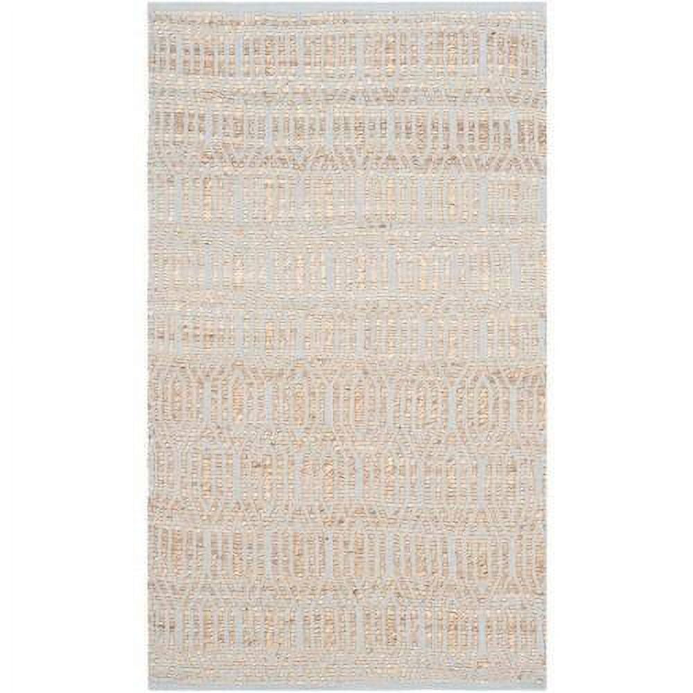 Handmade Silver and Natural Cotton Geometric Area Rug, 3' x 5'