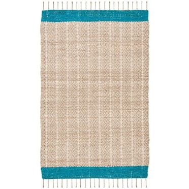 SAFAVIEH Cape Cod Kristen Distressed Area Rug, Blue/Natural, 6' x 6' Square
