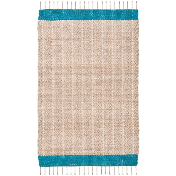 SAFAVIEH Cape Cod Kristen Distressed Area Rug, Blue/Natural, 6' x 6' Square