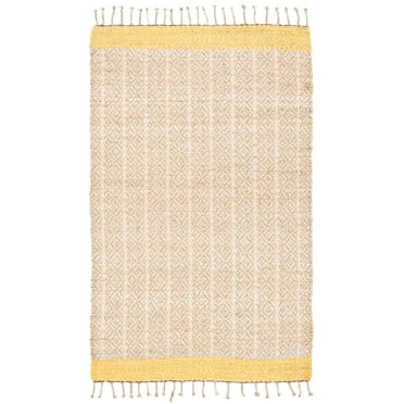 SAFAVIEH Cape Cod Kristen Distressed Area Rug, Gold/Natural, 6' x 6' Square